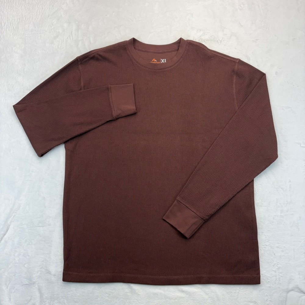 Ridgecut Toughwear Mens XL Brown Waffle Knit Thermal Long Sleeve Shirt RC 11011